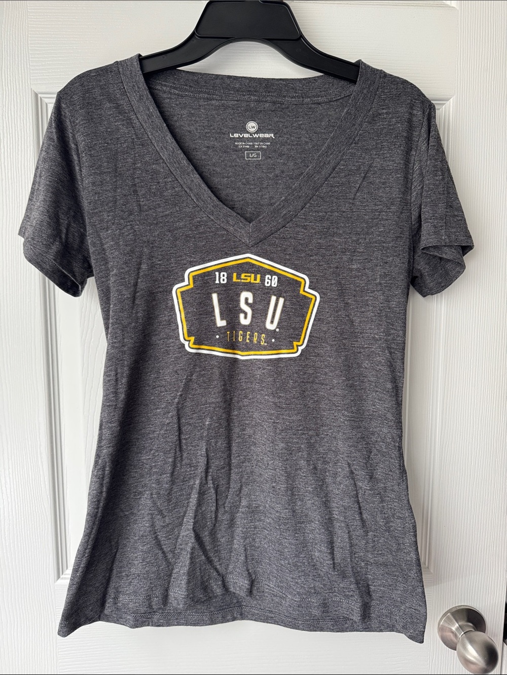 LSU Tigers Women's Gray V‑Neck Tee